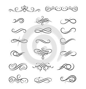 Decorative floral dividers set. calligraphy frame and elements. Vector illustration.