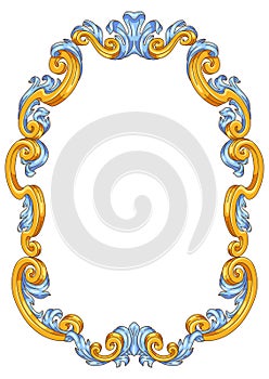 Decorative floral frame in baroque style. Classical curling plant.