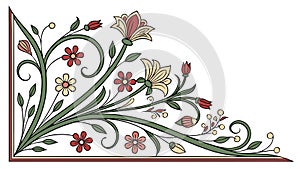 Decorative Floral Geometric Corner Border, vector design Generative AI