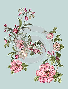 Decorative floral illustration with vibrant colors