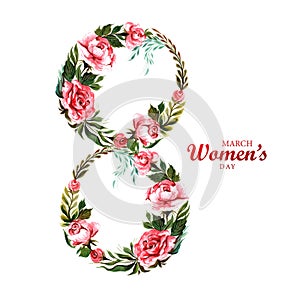 Decorative floral with 8march womens day card design