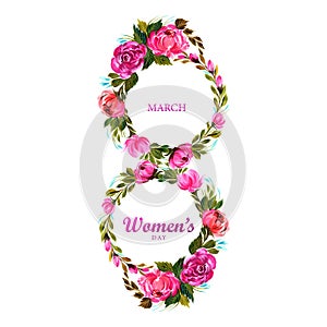 Decorative floral with 8march womens day card design