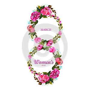 Decorative floral with 8march womens day card design