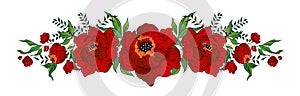 Decorative floral ornament of scarlet flowers