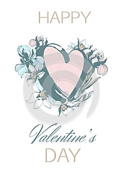 Decorative floral pattern greeting card Happy Valentine`s Day