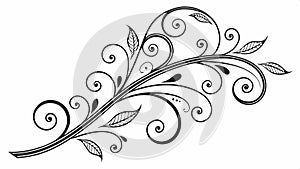 Decorative floral scroll element with leaves and tendrils vector design Generative AI