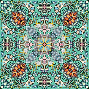 Decorative floral seamless pattern, bandanna shawl fabric print