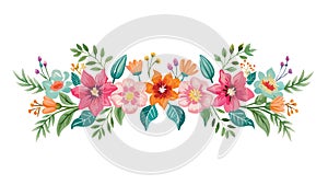 Decorative Floral Swag with Colorful Flowers, vector design Generative AI
