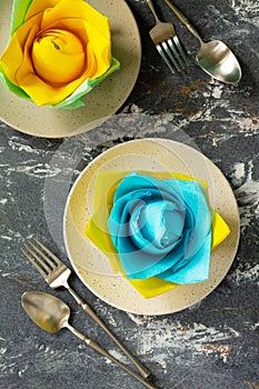 Decorative flower of colored paper napkins.