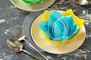 Decorative flower of colored paper napkins.