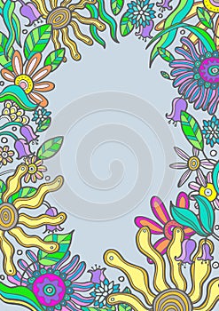Decorative flowers illustration, tropical flora pastel colours