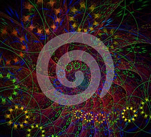 Decorative fractal abstract colored spiral