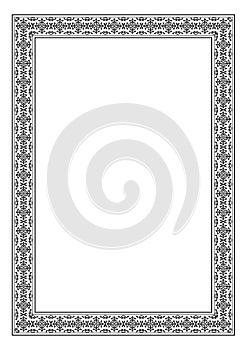 Decorative frame, A4 page format, Arabic style.