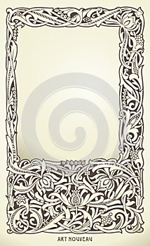 Decorative frame in art nouveau style. Detailed render