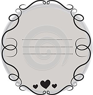 Decorative frame border with curls and hearts