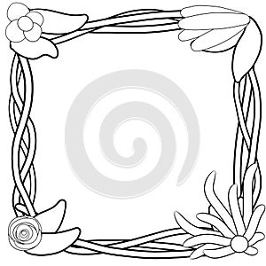 Decorative frame border with flowers and vines