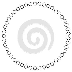 Decorative frame from circles. Round shape. Geometric pattern in black color
