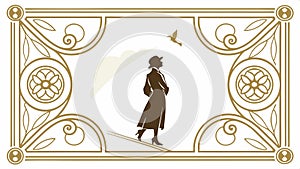 Decorative frame with a figure and abstract circular patterns vector design Generative AI