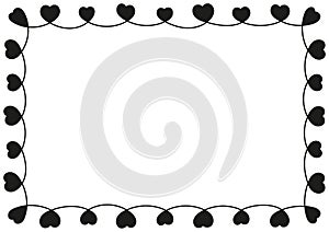 Decorative frame with hand drawn black hearts