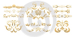 Decorative frame ornamental parts. Luxury monogram and text border stickers, wedding invitation and certificate frame stickers.