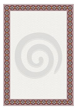 Decorative frame, A4 page format, Arabic style.