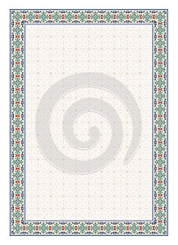 Decorative frame, A4 page format, Arabic style.