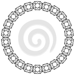 Decorative frame of round shape. geometric pattern of black color