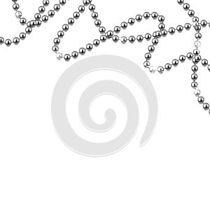 Decorative frame with shiny realistic silver beads, jewelry, vector illustration background