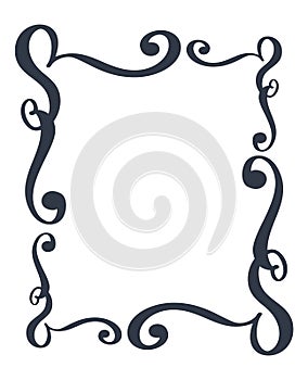 Decorative frames and border standard rectangle hand drawn flourish separator Calligraphy designer elements. Vector