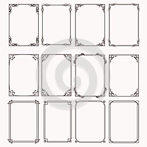 Decorative frames and borders rectangle proportions set