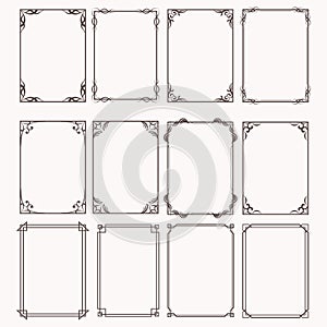 Decorative frames and borders rectangle proportions set photo