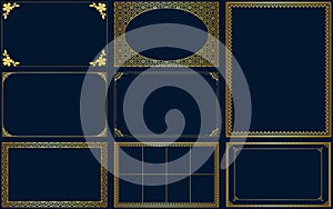 Decorative frames and borders set golden luxurious ornate decor ornamental decorative elements collection vector design