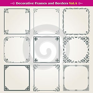 Decorative frames and borders set vector