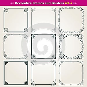 Decorative frames and borders set vector photo