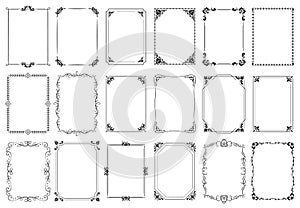 Decorative frames. Retro ornamental frame, vintage rectangle ornaments and ornate border vector set