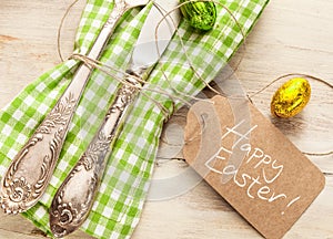 Decorative fresh spring Easter table setting