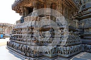 Decorative friezes with animal figures, Chennakeshava temple. Belur, Karnataka. South East view. photo