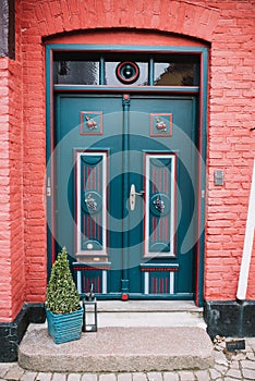 Decorative front door of a house