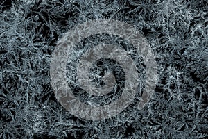 Decorative frostwork pattern on black matte background