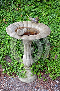 Decorative garden birdbath