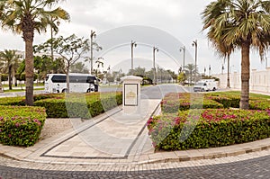 Decorative garden at the entrance to the presidential palace - Qasr Al Watan in Abu Dhabi city, United Arab Emirates