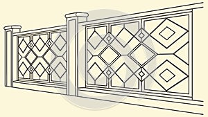 Decorative Geometric Fence Panel Pattern Vector Illustration, vector design Generative AI