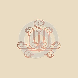 Decorative geometric logo. Ornamental icon with swirl line pattern.