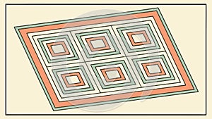 Decorative Geometric Mat with Repeating Square Pattern, vector design Generative AI