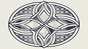 Decorative Geometric Oval Interlocking Pattern, vector design Generative AI