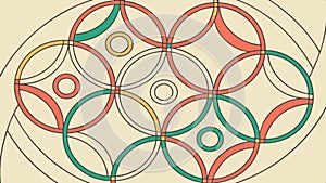 Decorative geometric pattern with interlocking colorful circles vector design Generative AI
