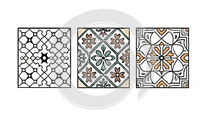 Decorative Geometric Tile Set, vector design Generative AI