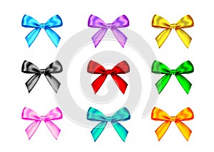 Decorative gift ribbon and bow isolated on white background