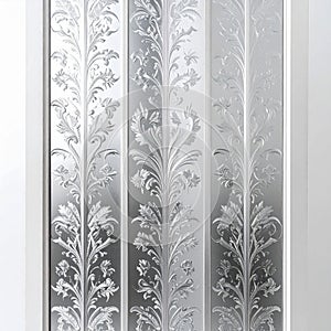 Decorative Glass Door Panel with Floral Pattern and Textured Background