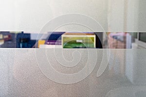 Decorative Glass Film of office  Closeup Frosted Glass Thick Film for reduces visibility across.